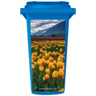 Yellow Tulips On A Cloudy Day Wheelie Bin Sticker Panel